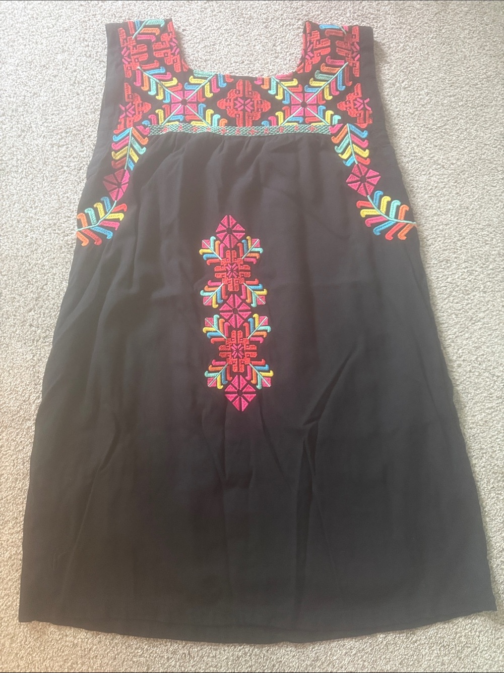Embroidered Black J Marie Oaxaca shift dress small